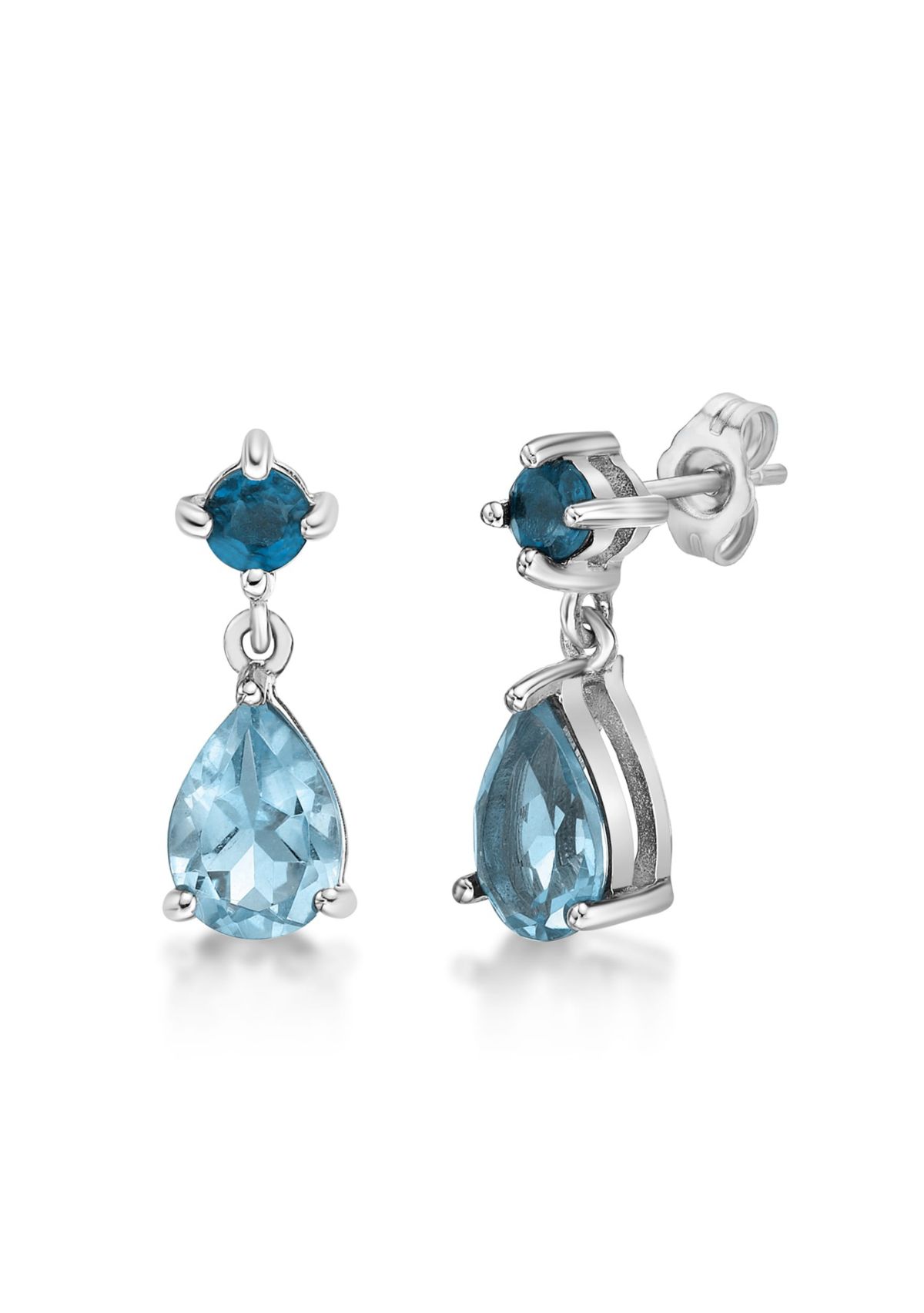 2 ct. t.w. Blue Topaz and London Blue Topaz Earrings in Sterling Silver