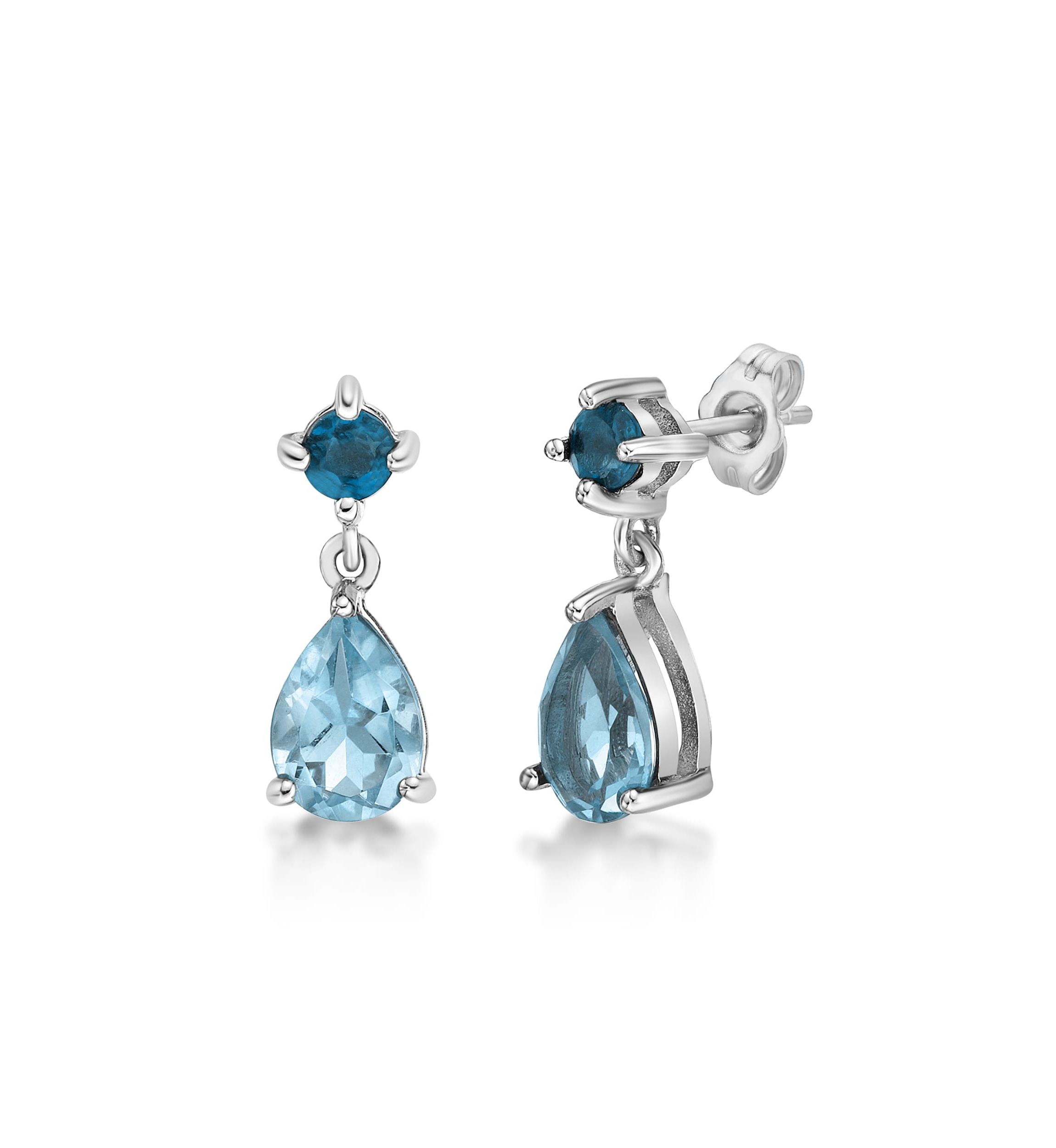 2 ct. t.w. Blue Topaz and London Blue Topaz Earrings in Sterling Silver
