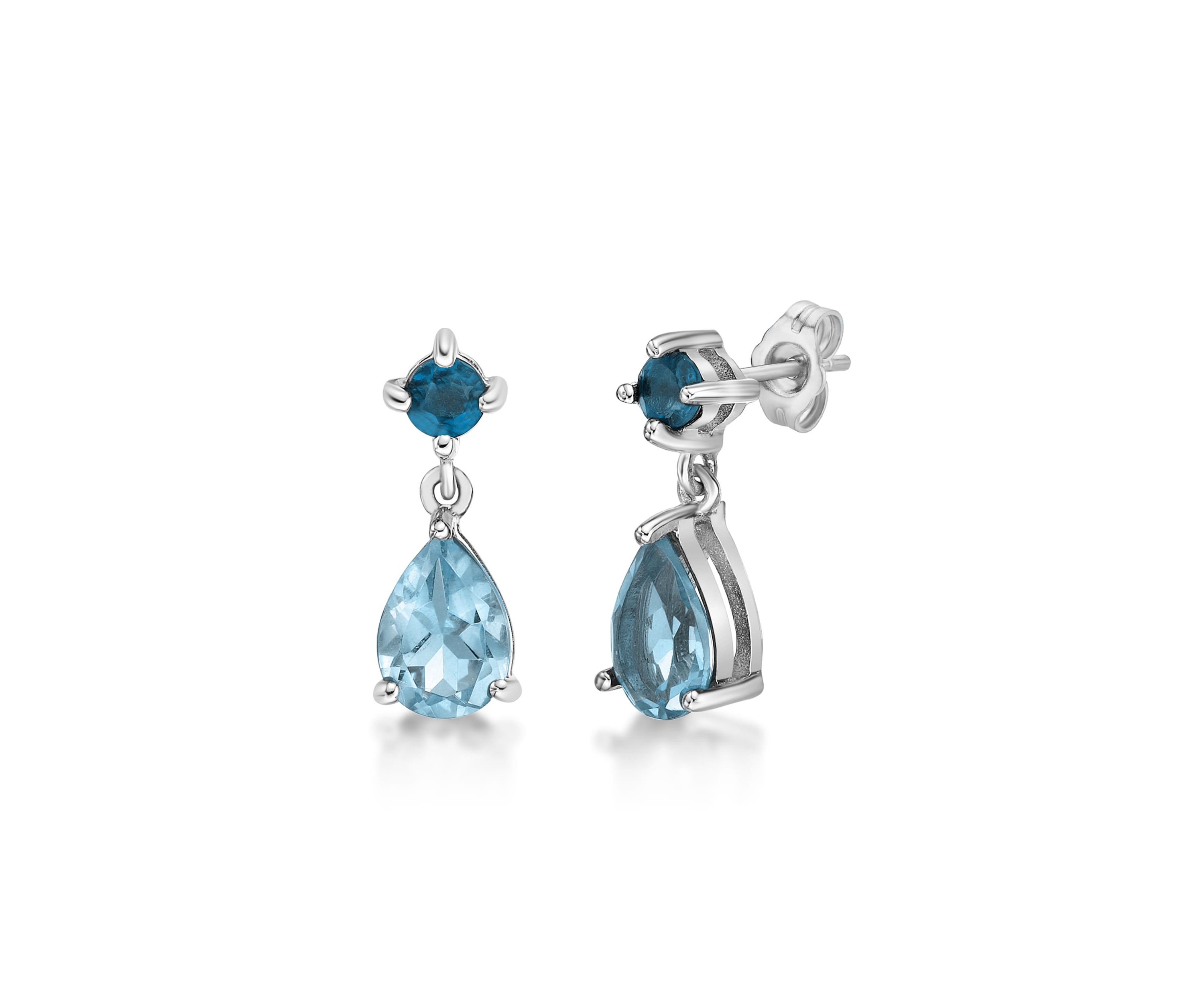 2 ct. t.w. Blue Topaz and London Blue Topaz Earrings in Sterling Silver