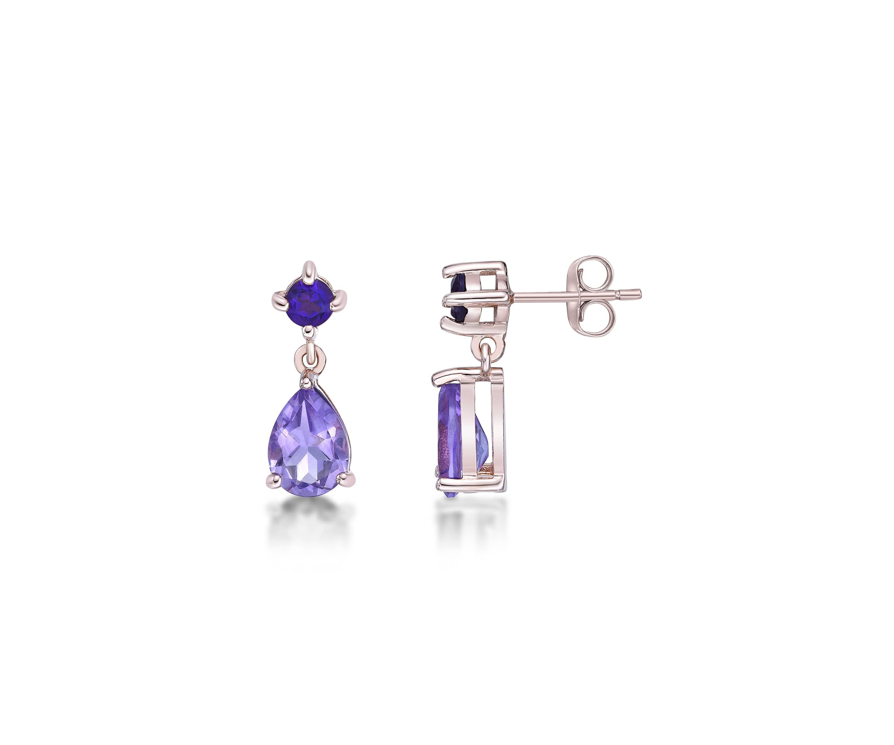1 1/2 ct. t.w.Amethyst Earrings in 2 Micron Rose Gold Plated Sterling Silver