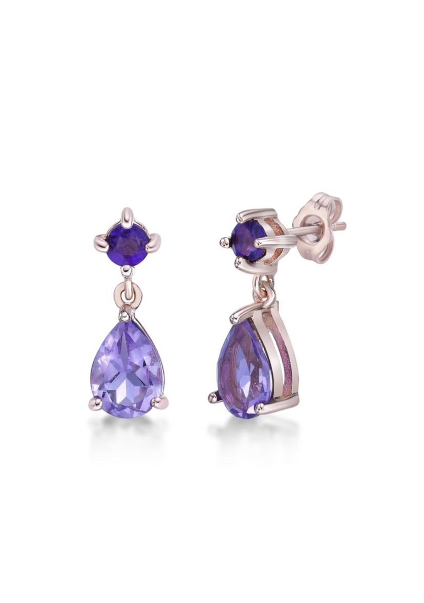 1 1/2 ct. t.w.Amethyst Earrings in 2 Micron Rose Gold Plated Sterling Silver