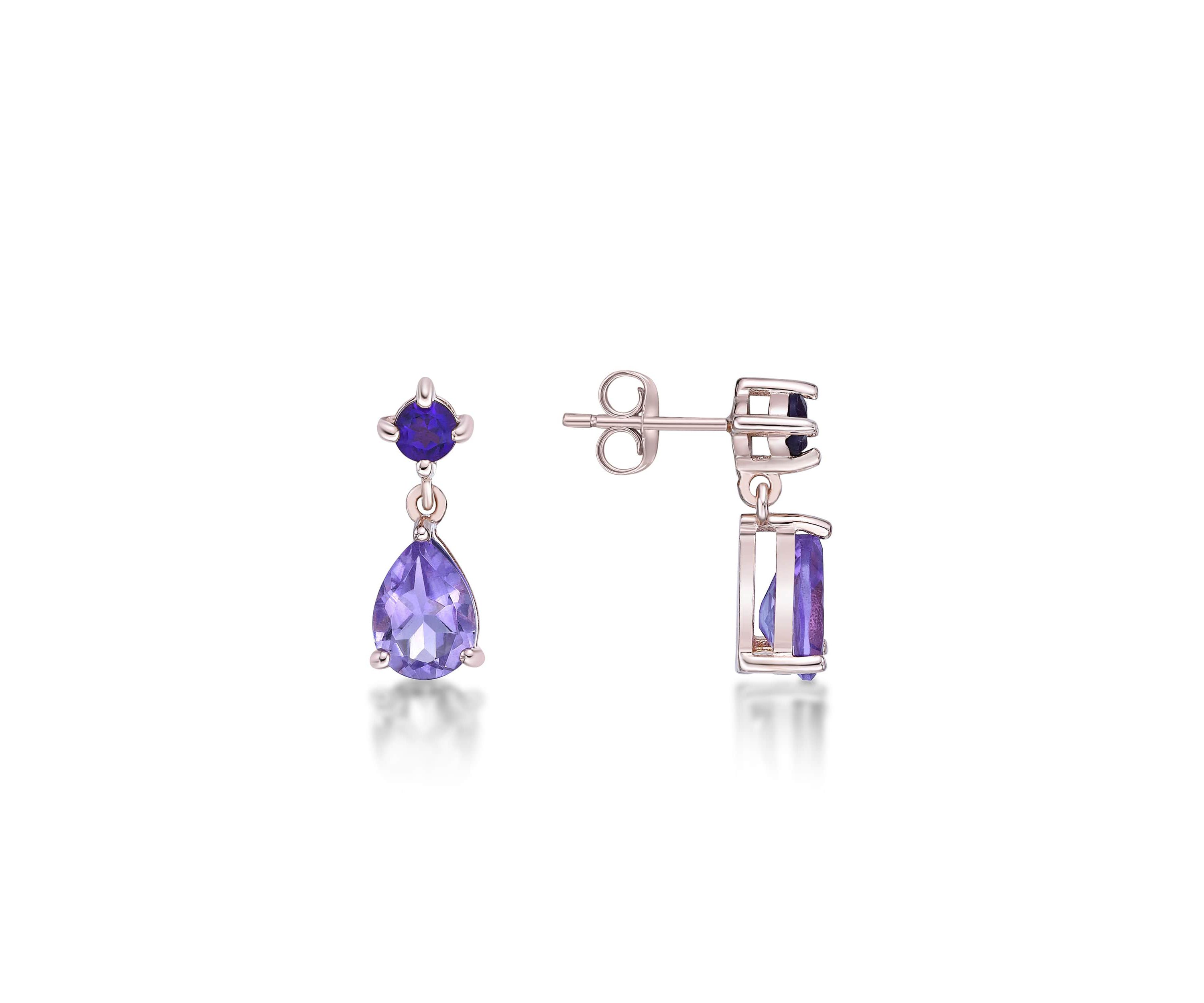 1 1/2 ct. t.w.Amethyst Earrings in 2 Micron Rose Gold Plated Sterling Silver