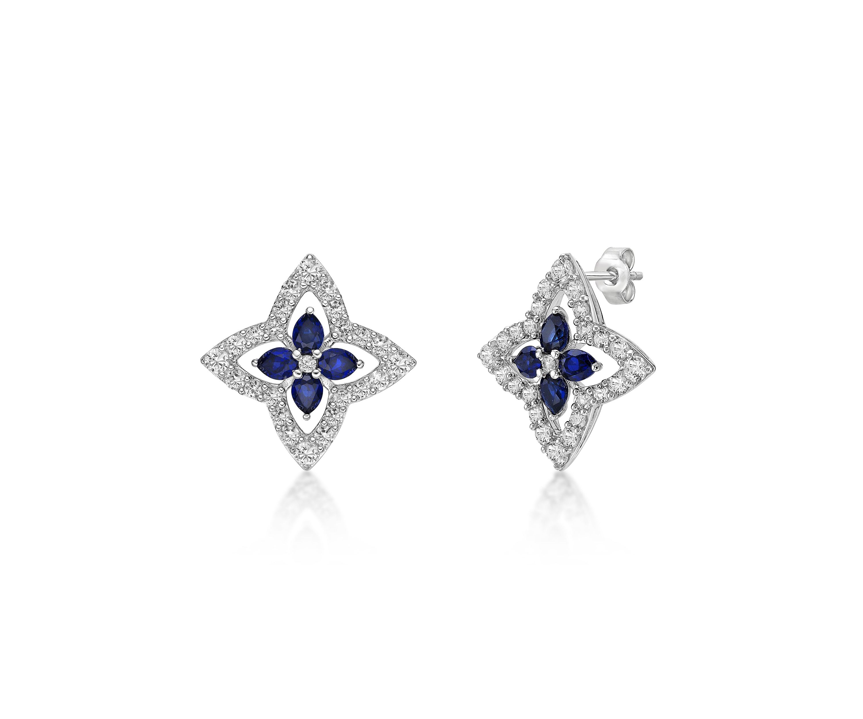 Lab Created Created Sapphire and Created White Sapphire Earrings in Sterling Silver