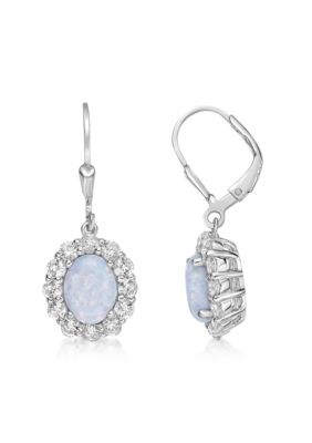 Belk & Co Lab Created 2 Ct. T.w. Lab-Created Opal And 1/4 Ct. T.w. Lab-Created White Sapphire Earrings In Sterling Silver