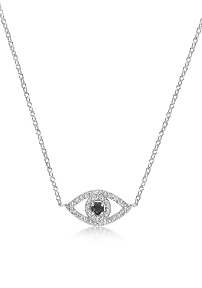 Black Onyx and 1/3 ct. t.w. Lab-created White Sapphire Pendant Necklace in Sterling Silver