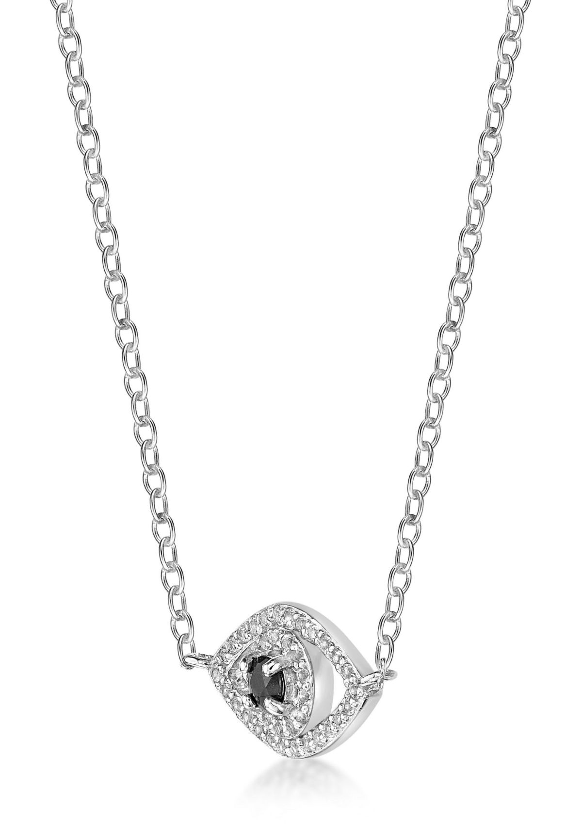 Black Onyx and 1/3 ct. t.w. Lab-created White Sapphire Pendant Necklace in Sterling Silver