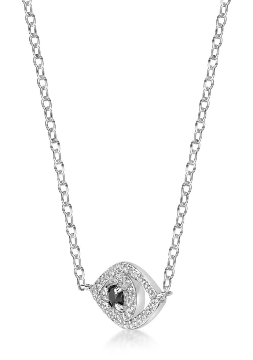 Black Onyx and 1/3 ct. t.w. Lab-created White Sapphire Pendant Necklace in Sterling Silver