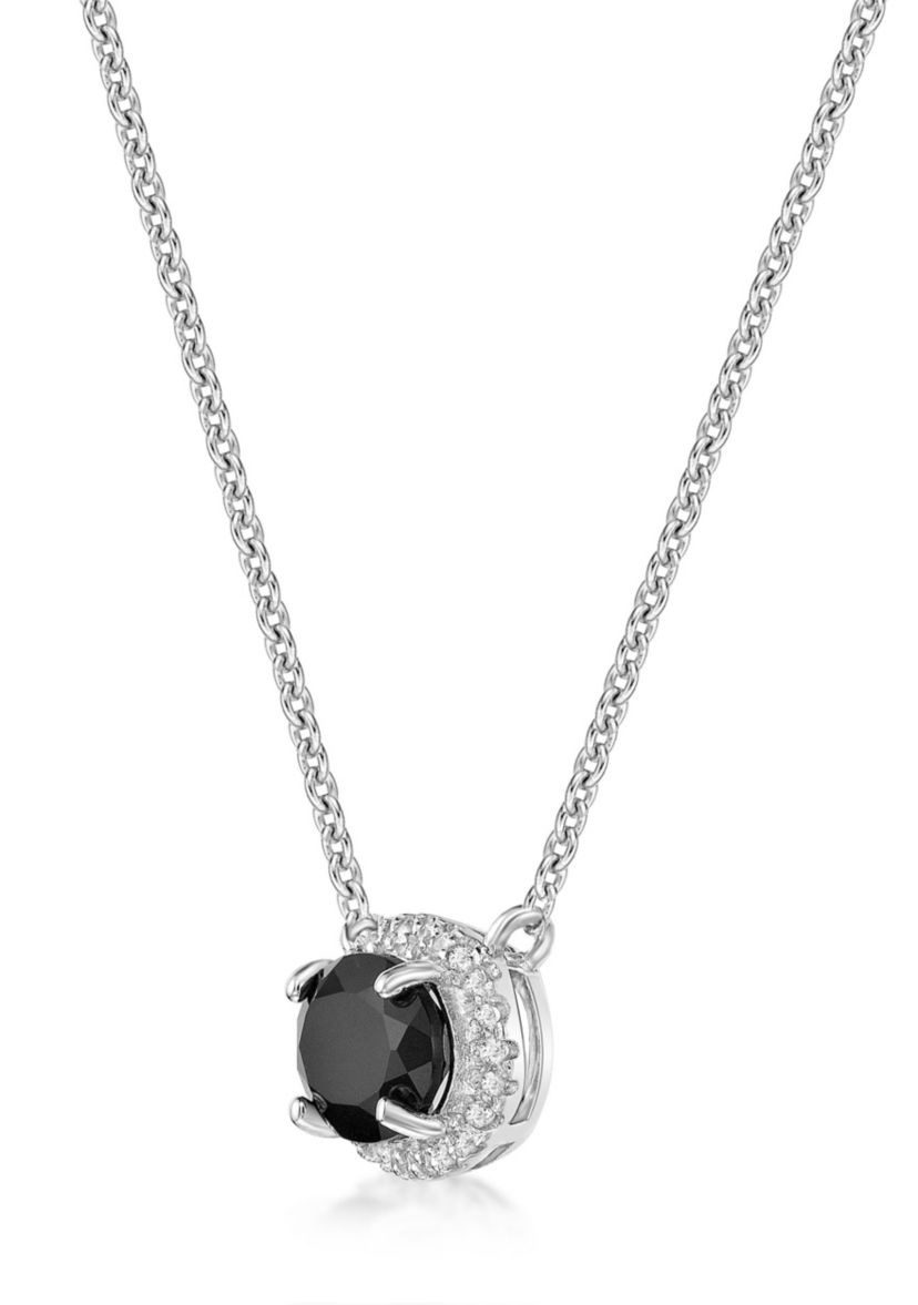 1.1 Black Onyx and 1/5 ct. t.w. Lab-created White Sapphire Pendant Necklace in Sterling Silver