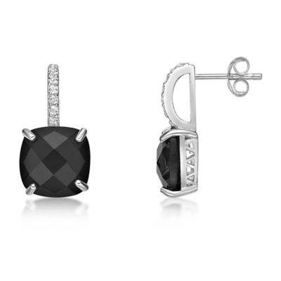 Gemminded Sterling Silver Cushion-Cut Amethyst Earrings with White Topaz