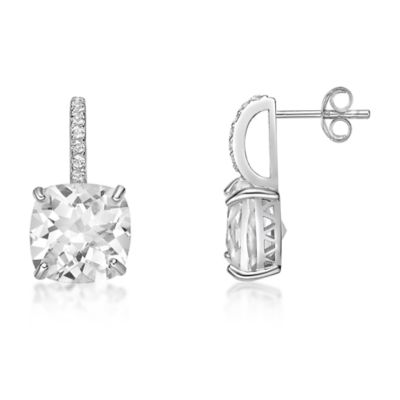 Gemminded Sterling Silver Cushion-Cut Amethyst Earrings with White Topaz