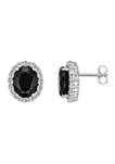 4.4 ct. t.w. Black Onyx and 1/10 ct. t.w. White Topaz Earrings in Sterling Silver