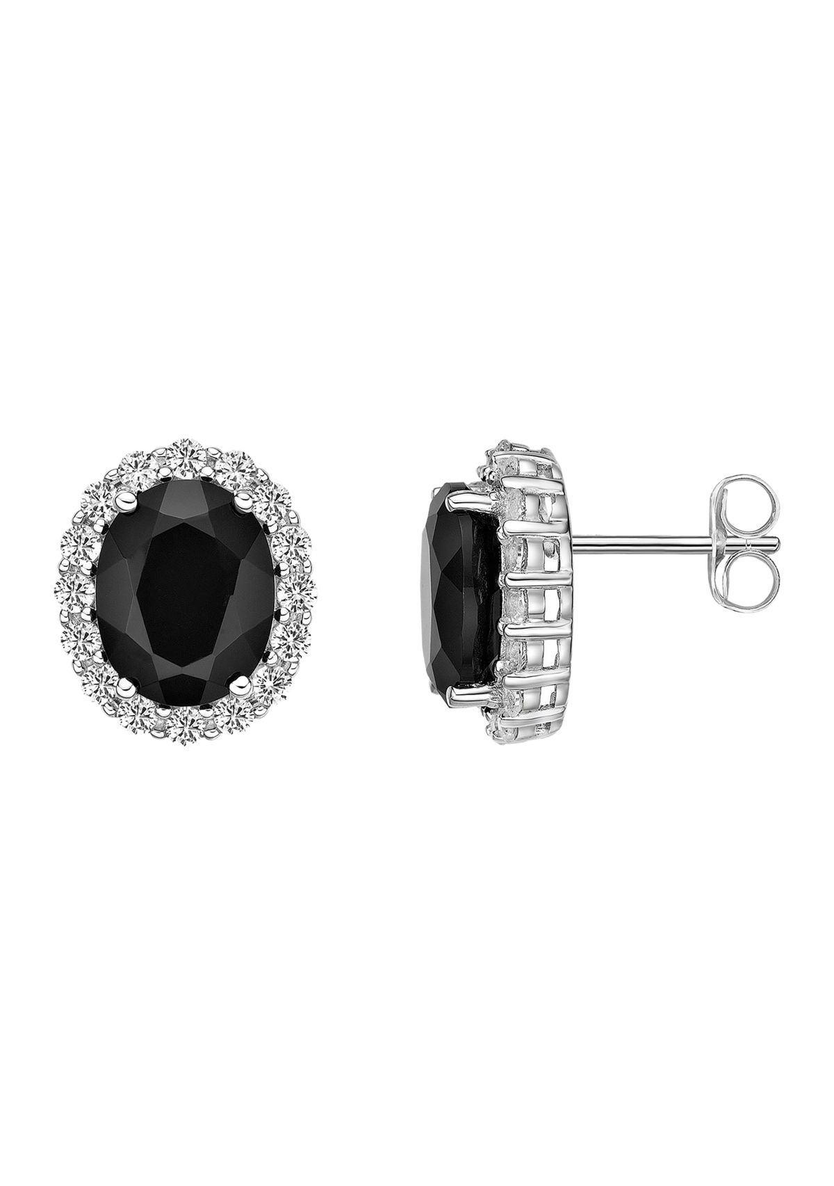 4.4 ct. t.w. Black Onyx and 1/10 ct. t.w. White Topaz Earrings in Sterling Silver