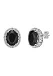 4.4 ct. t.w. Black Onyx and 1/10 ct. t.w. White Topaz Earrings in Sterling Silver
