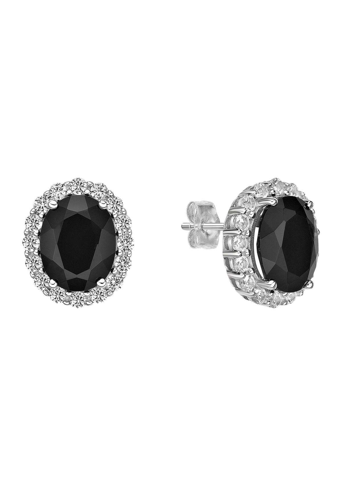4.4 ct. t.w. Black Onyx and 1/10 ct. t.w. White Topaz Earrings in Sterling Silver