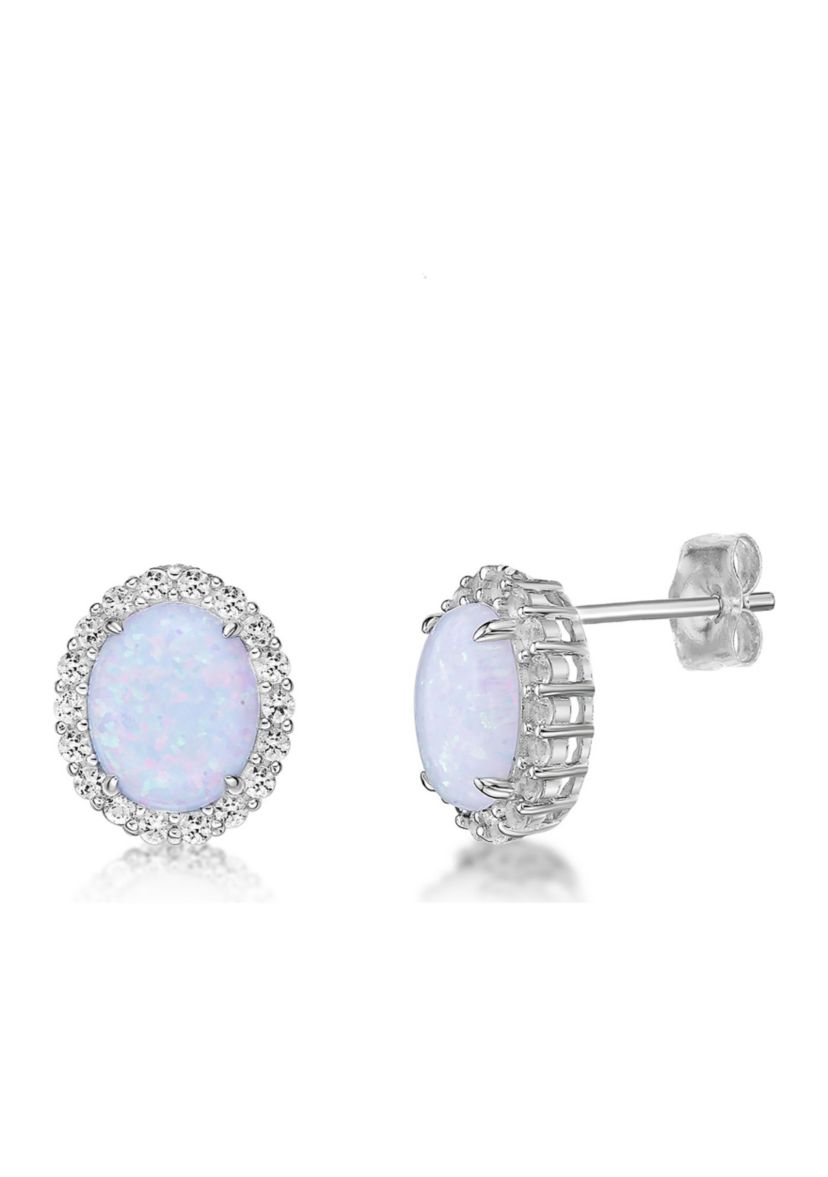 Lab Created 3 ct. t.w. Created Opal and White Topaz Earrings in Sterling Silver