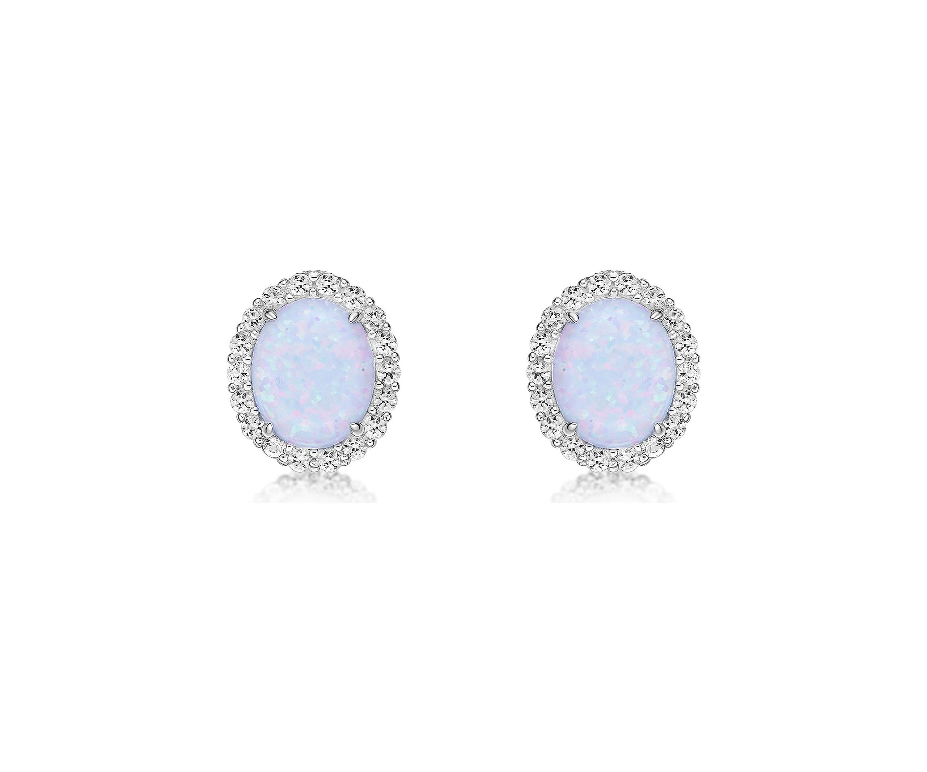 Lab Created 3 ct. t.w. Created Opal and White Topaz Earrings in Sterling Silver