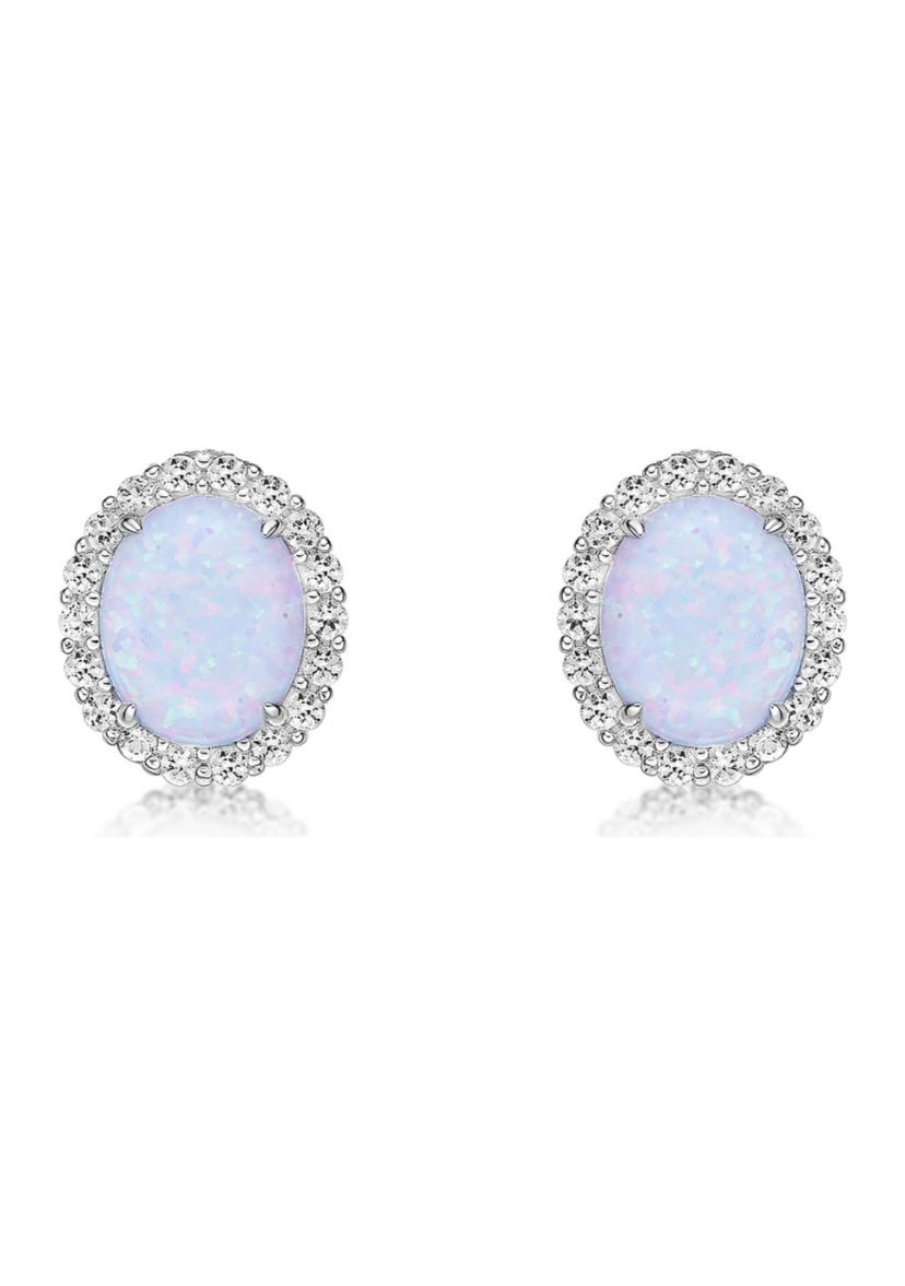 Lab Created 3 ct. t.w. Created Opal and White Topaz Earrings in Sterling Silver