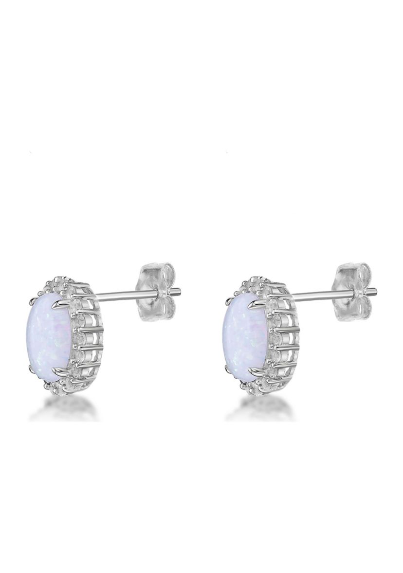 Lab Created 3 ct. t.w. Created Opal and White Topaz Earrings in Sterling Silver