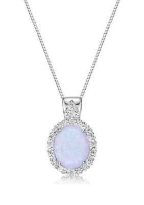 Gemminded Lab Created 2 ct. t.w. Created Opal and White Topaz Pendant in Sterling Silver