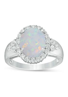 Gemminded Lab Created 2 ct. t.w. Created Opal and White Topaz Ring in Sterling Silver