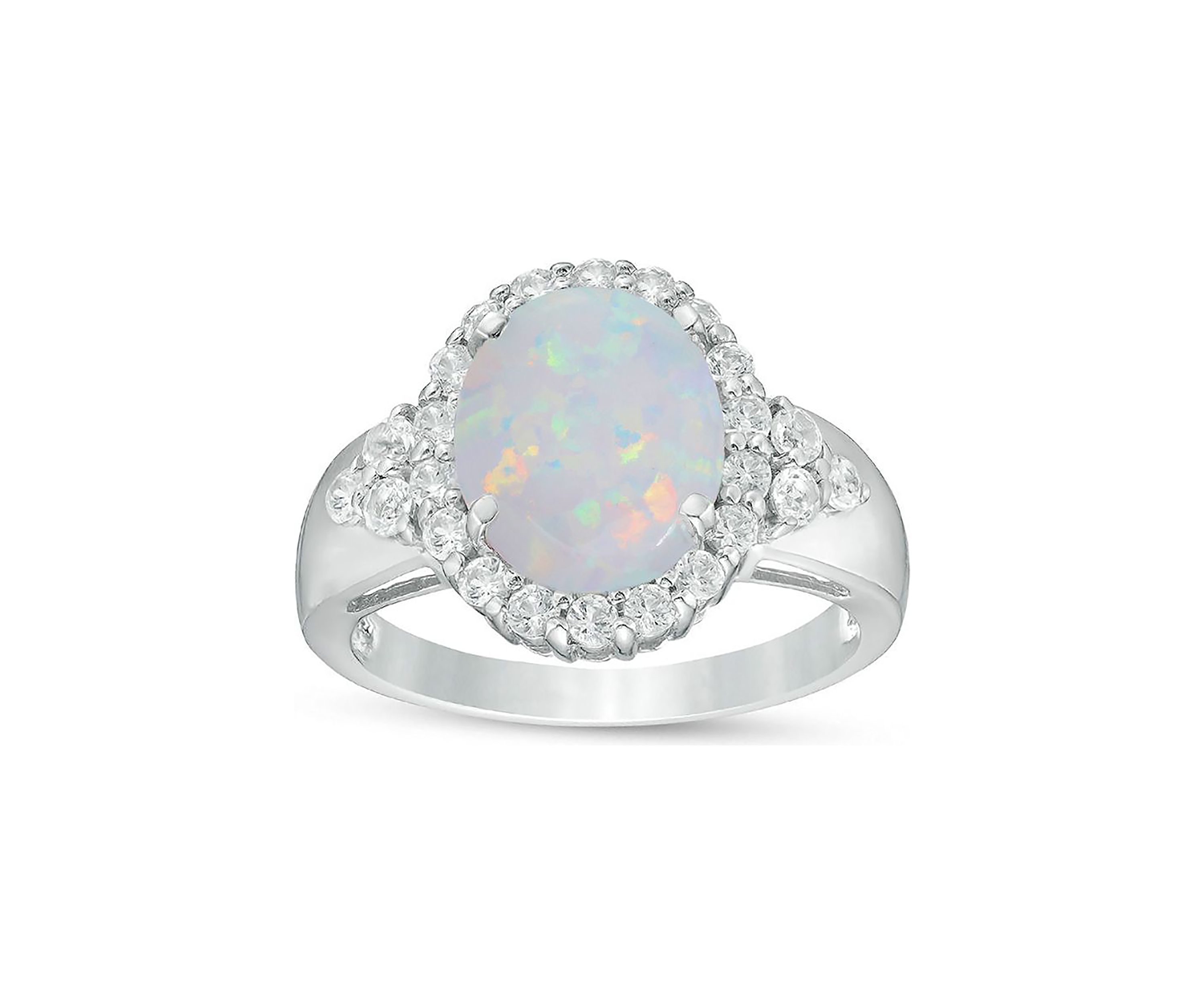 Lab Created 2 ct. t.w. Created Opal and White Topaz Ring in Sterling Silver