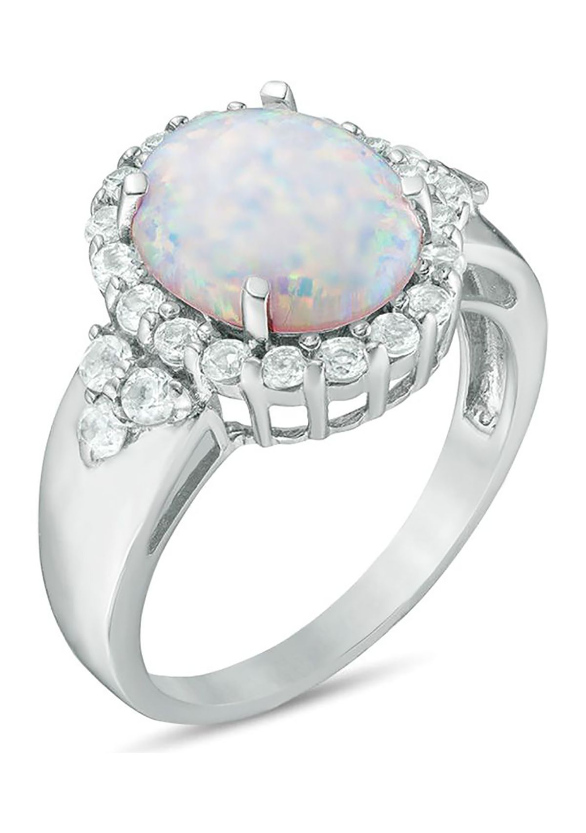 Gemminded Lab Created 2 ct. t.w. Created Opal and White Topaz Ring in ...