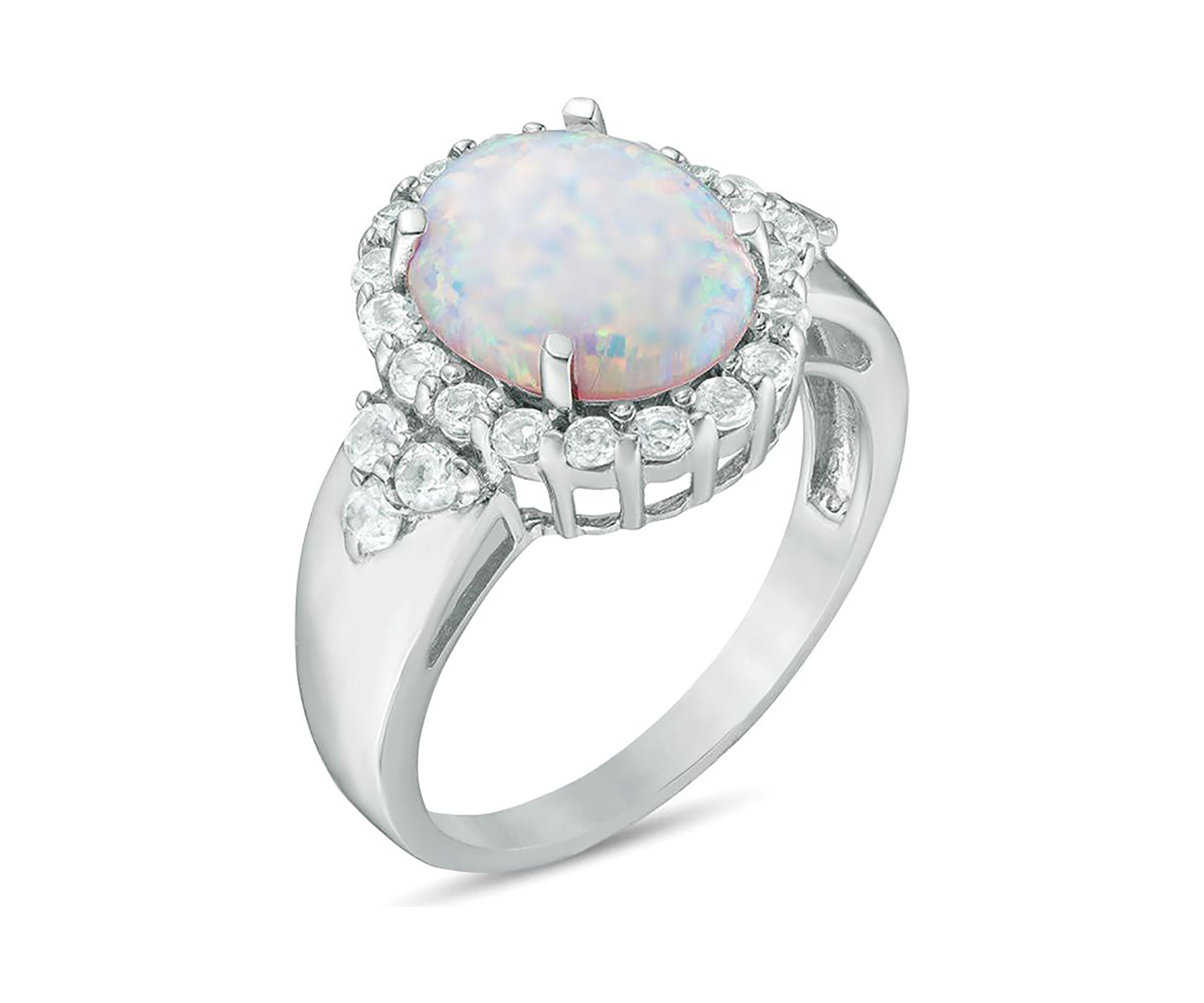 Lab Created 2 ct. t.w. Created Opal and White Topaz Ring in Sterling Silver