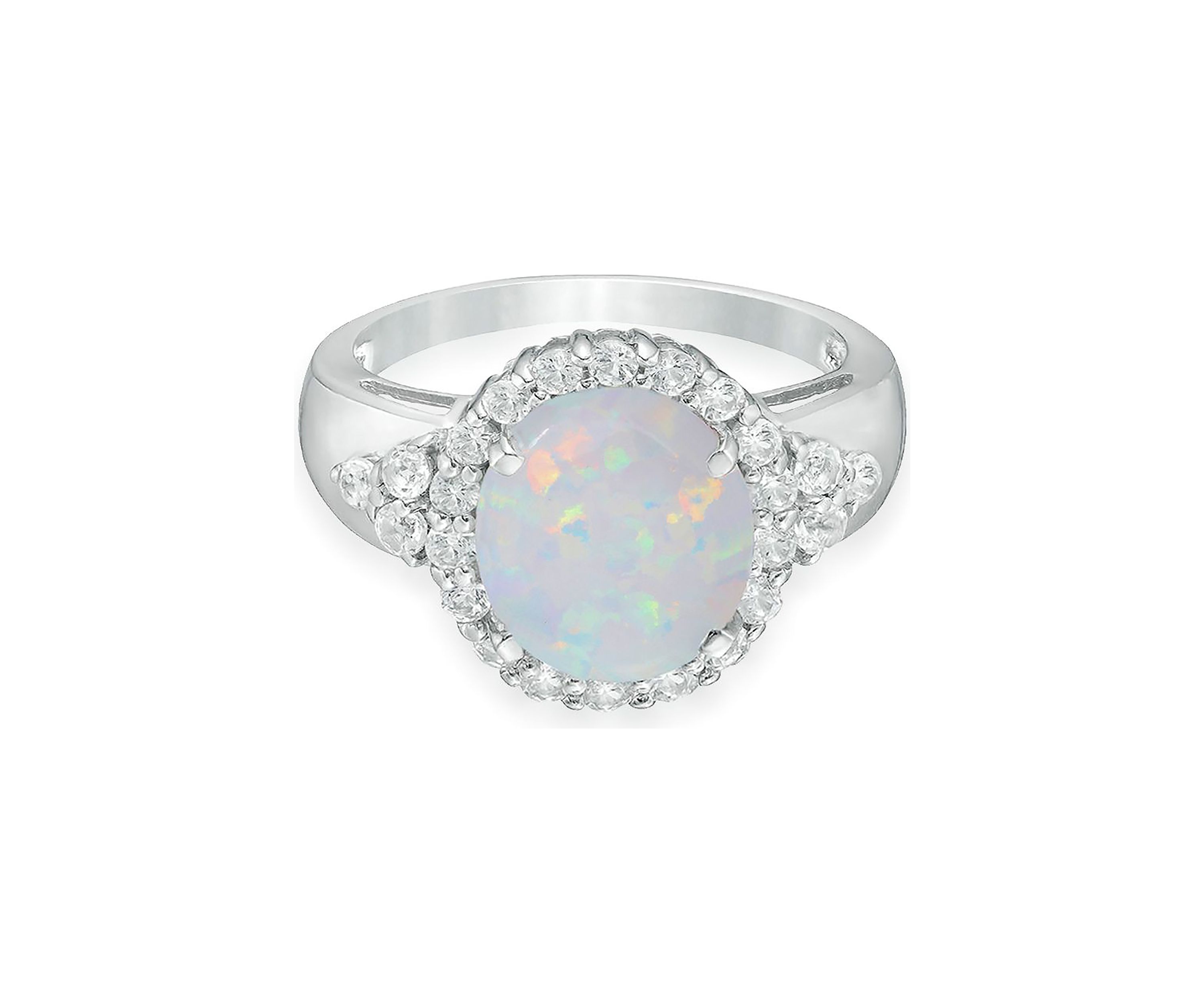 Lab Created 2 ct. t.w. Created Opal and White Topaz Ring in Sterling Silver