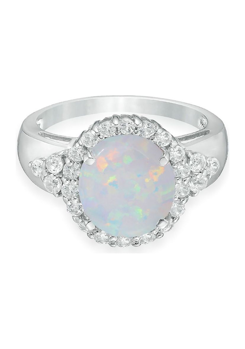 Lab Created 2 ct. t.w. Created Opal and White Topaz Ring in Sterling Silver