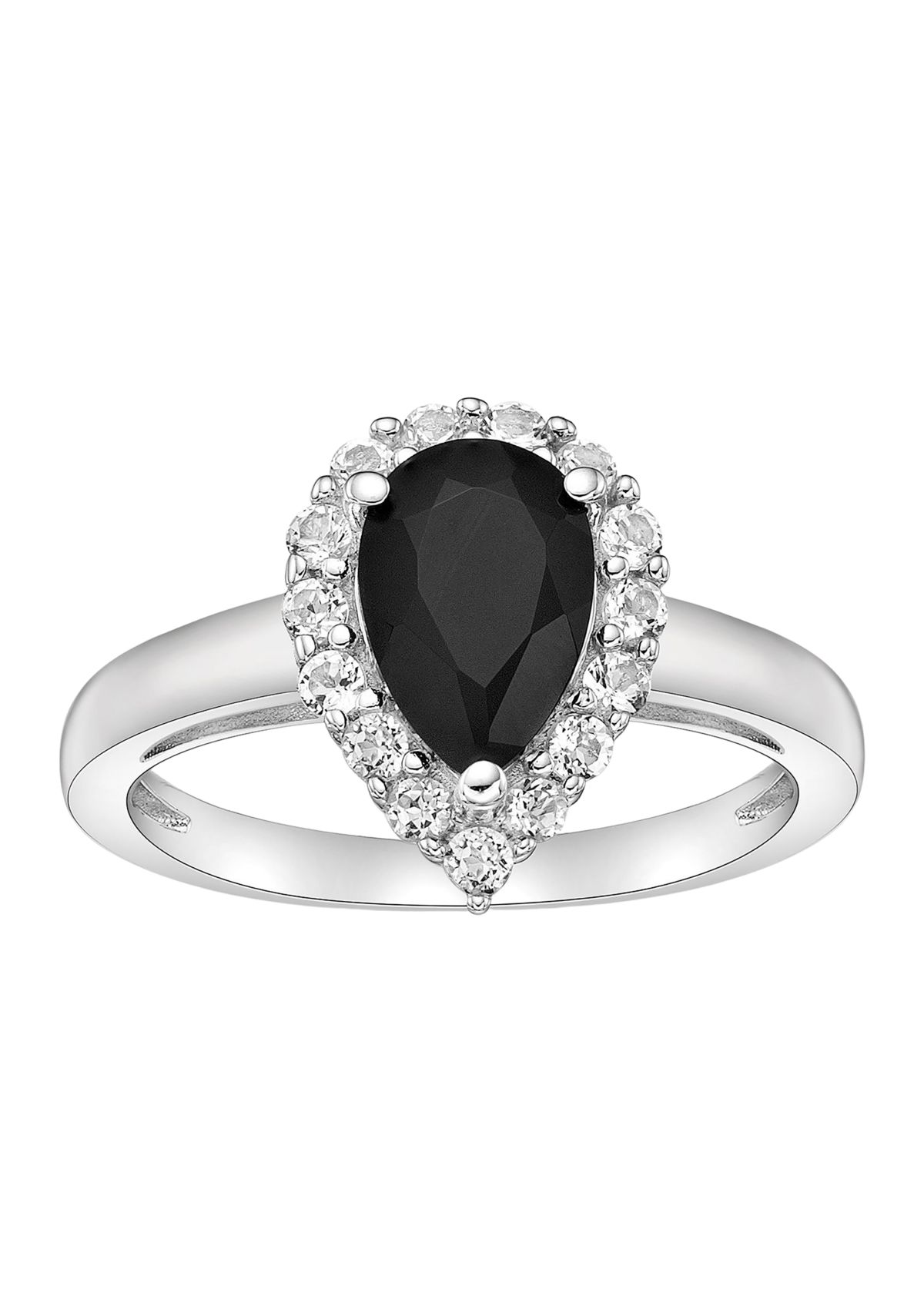 1 1/10 ct. t.w. Black Onyx and 1/2 ct. t.w. White Topaz Ring in Sterling Silver