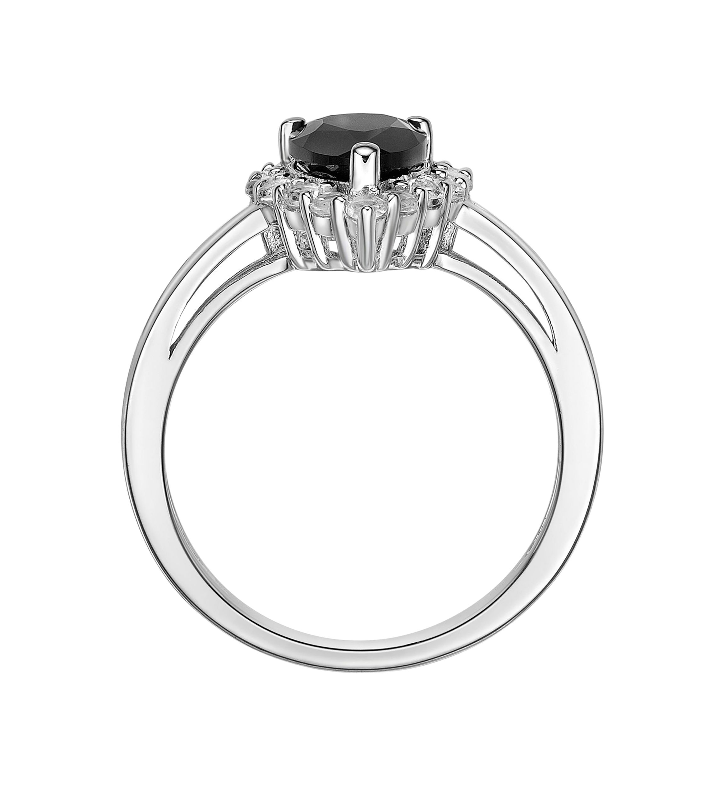 1 1/10 ct. t.w. Black Onyx and 1/2 ct. t.w. White Topaz Ring in Sterling Silver