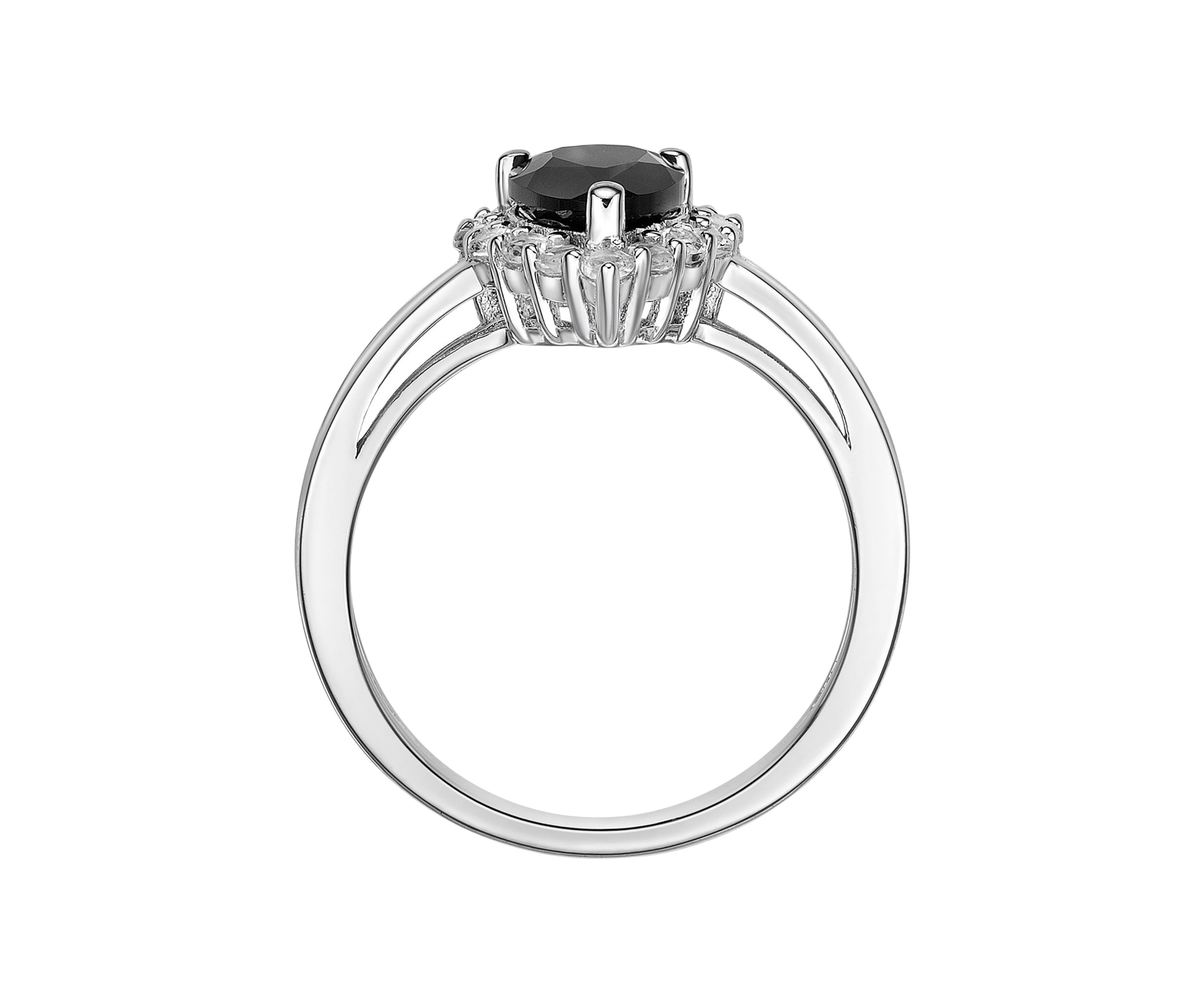 1 1/10 ct. t.w. Black Onyx and 1/2 ct. t.w. White Topaz Ring in Sterling Silver
