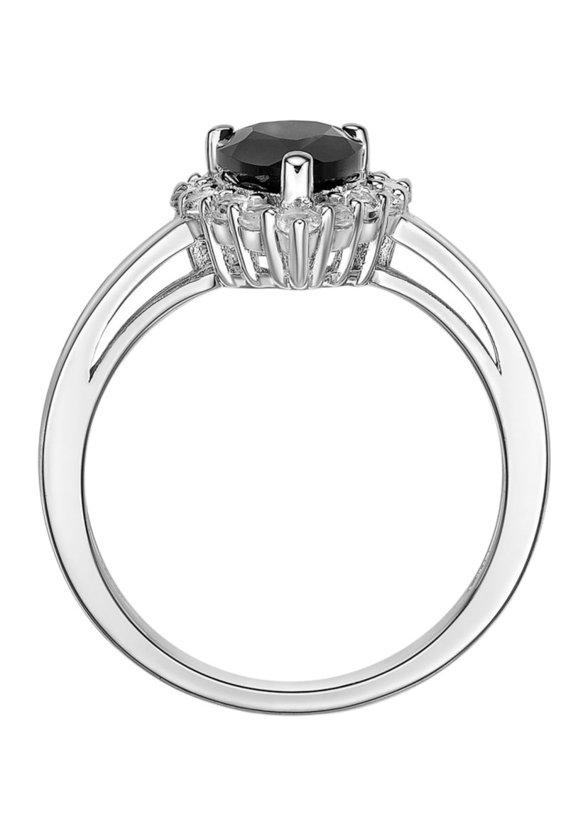 1 1/10 ct. t.w. Black Onyx and 1/2 ct. t.w. White Topaz Ring in Sterling Silver