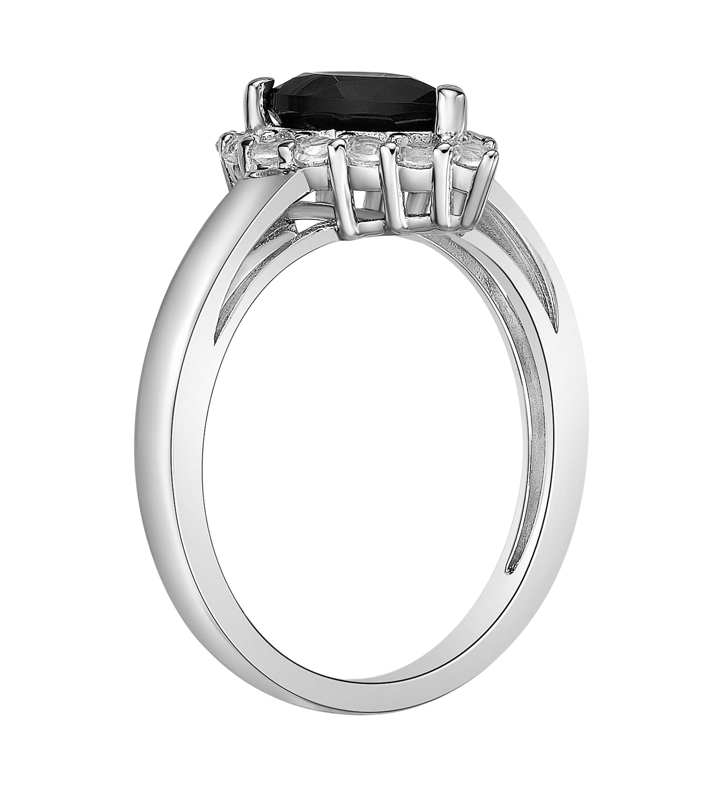 1 1/10 ct. t.w. Black Onyx and 1/2 ct. t.w. White Topaz Ring in Sterling Silver