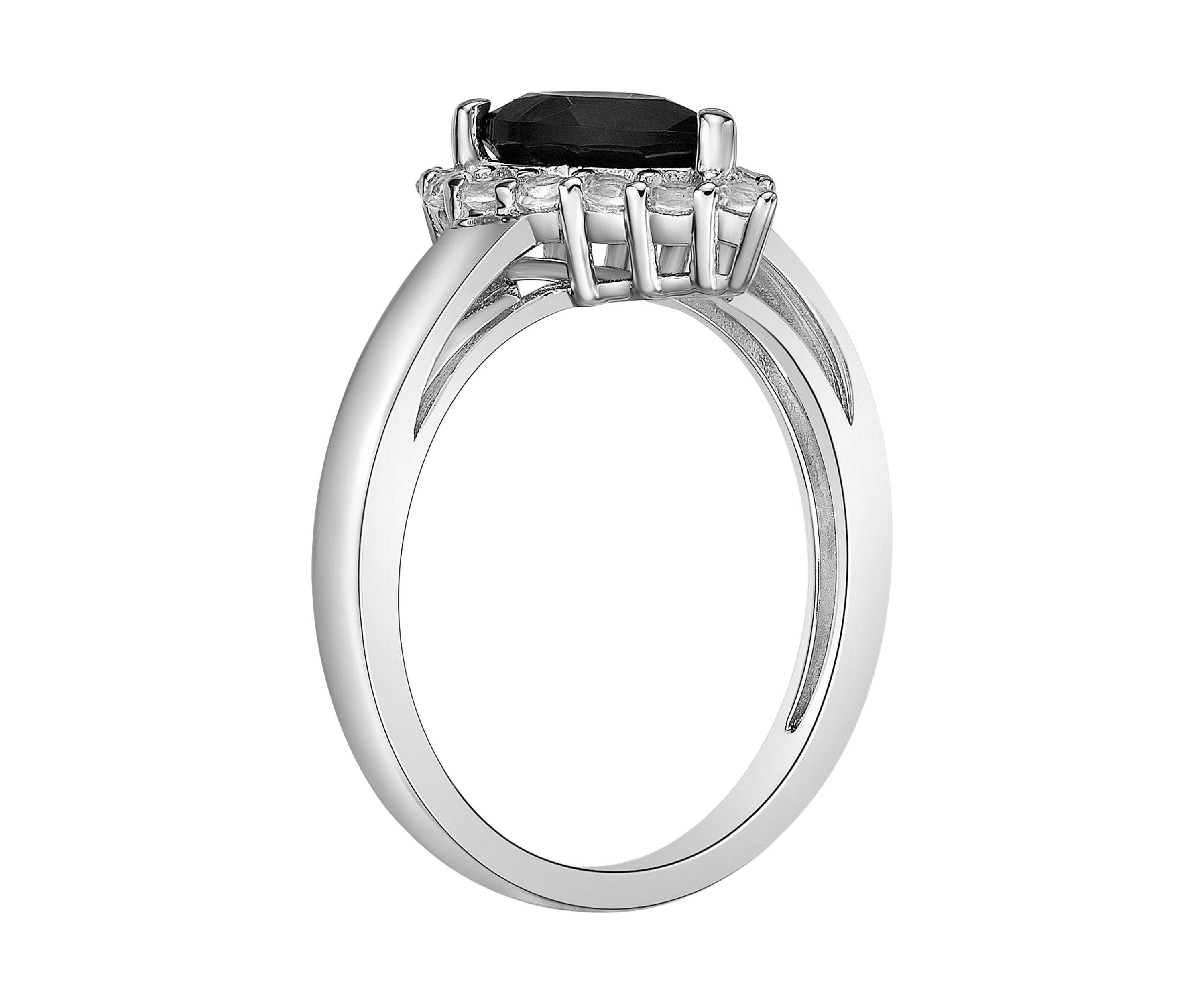 1 1/10 ct. t.w. Black Onyx and 1/2 ct. t.w. White Topaz Ring in Sterling Silver