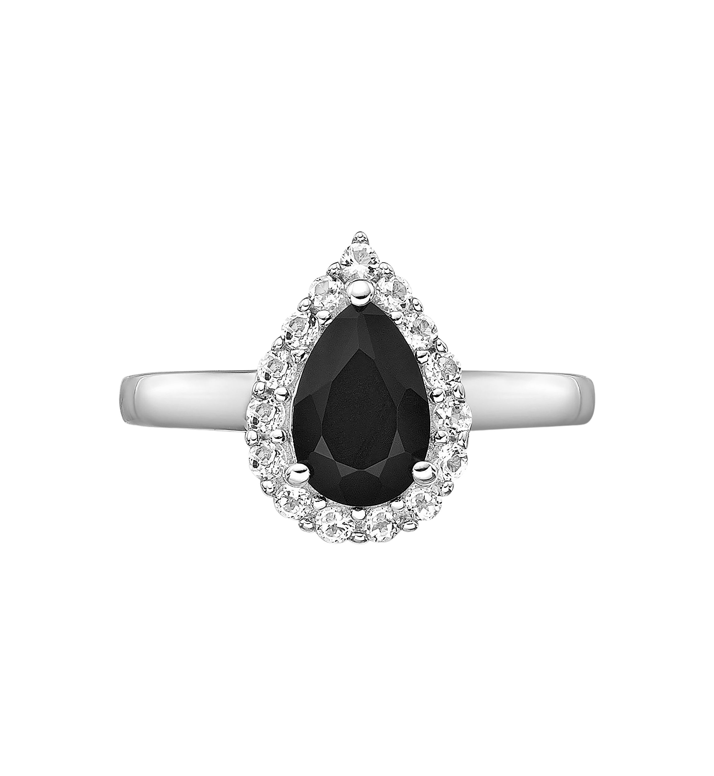 1 1/10 ct. t.w. Black Onyx and 1/2 ct. t.w. White Topaz Ring in Sterling Silver