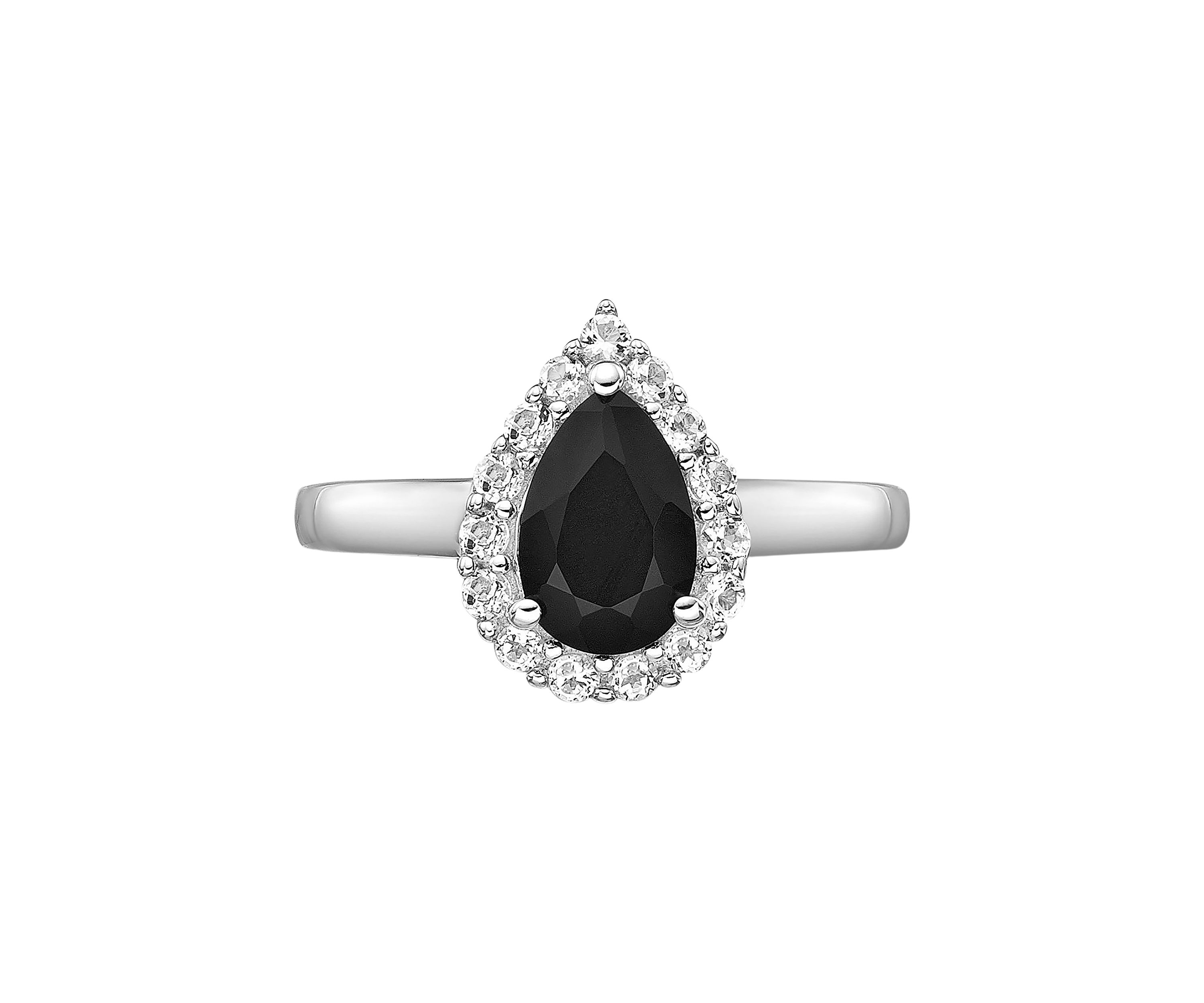 1 1/10 ct. t.w. Black Onyx and 1/2 ct. t.w. White Topaz Ring in Sterling Silver
