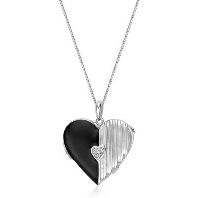 Gemminded Lab Created 0.15 ct. t.w. Created White Sapphire Locket Pendant in Sterling Silver, 18 in