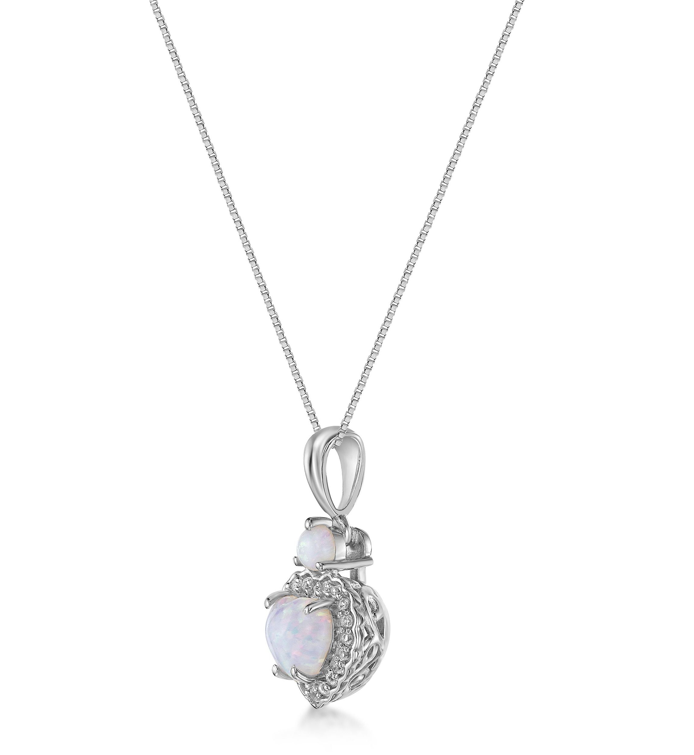 Lab Created 0.45 ct. t.w. Lab-created Opal and 1/3 ct. t.w. Lab-Created White Sapphire Pendant Necklace in Sterling Silver