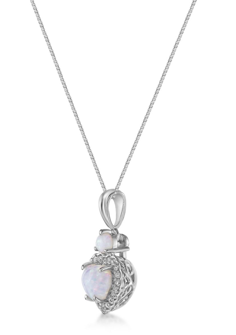 Lab Created 0.45 ct. t.w. Lab-created Opal and 1/3 ct. t.w. Lab-Created White Sapphire Pendant Necklace in Sterling Silver