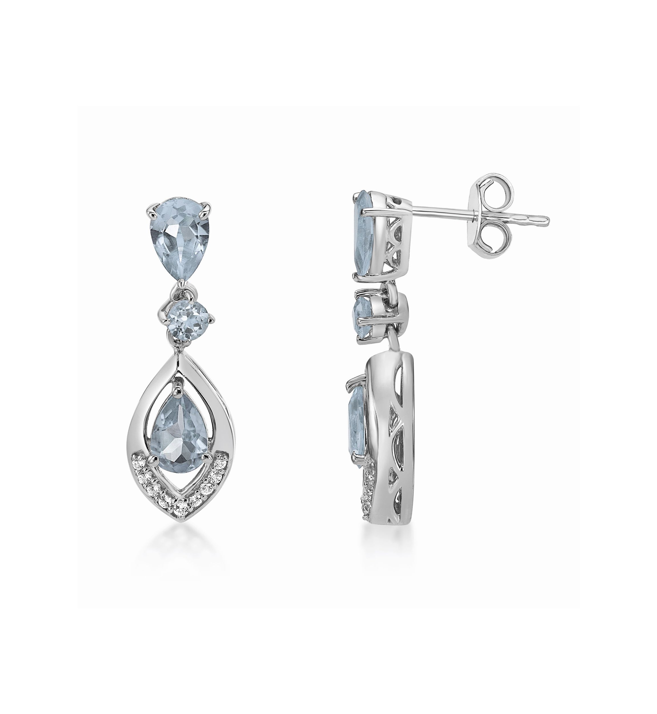 1 7/8 ct. t.w. Aquamarine and White Topaz Earrings in Sterling Silver