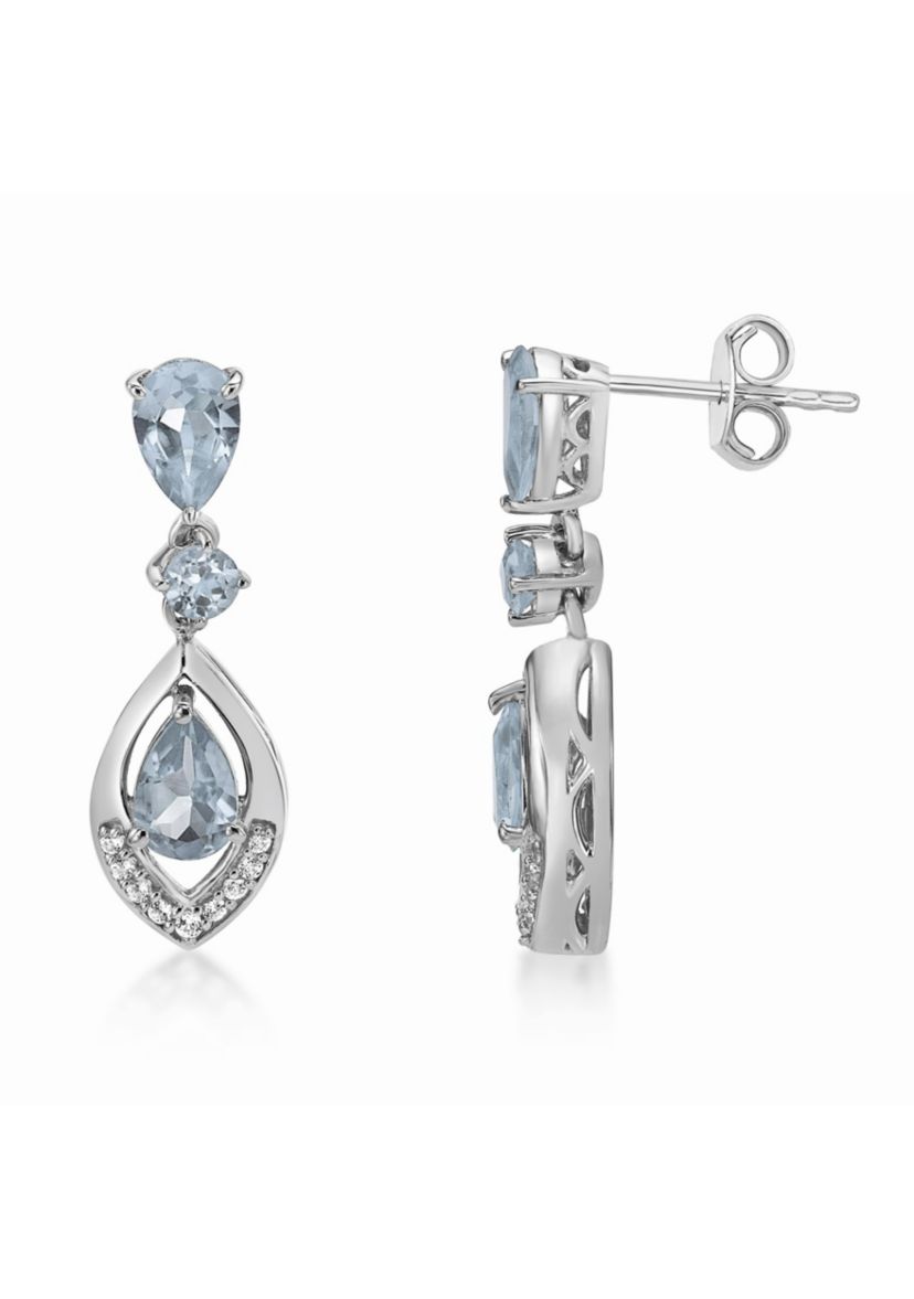 1 7/8 ct. t.w. Aquamarine and White Topaz Earrings in Sterling Silver