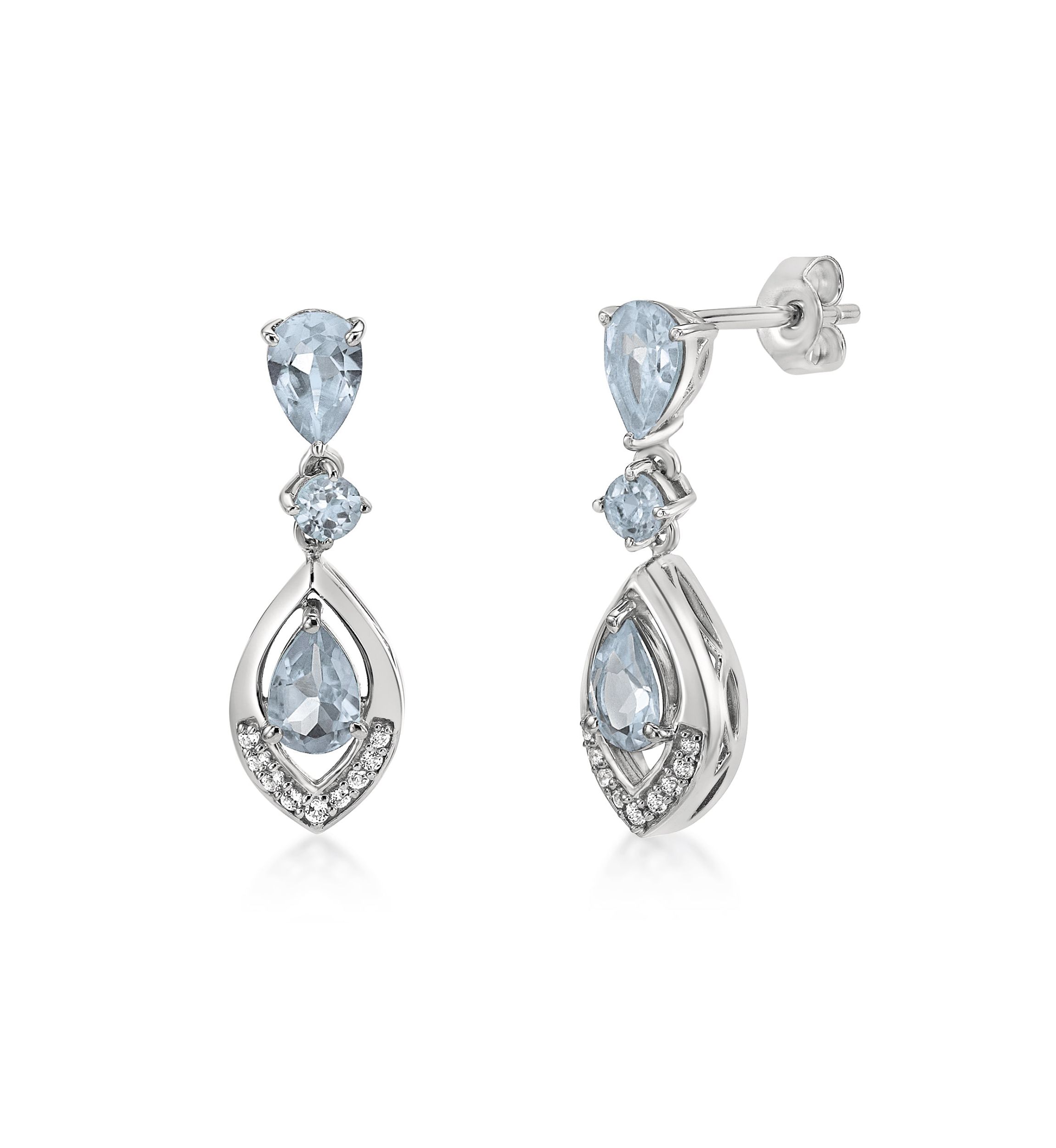 1 7/8 ct. t.w. Aquamarine and White Topaz Earrings in Sterling Silver