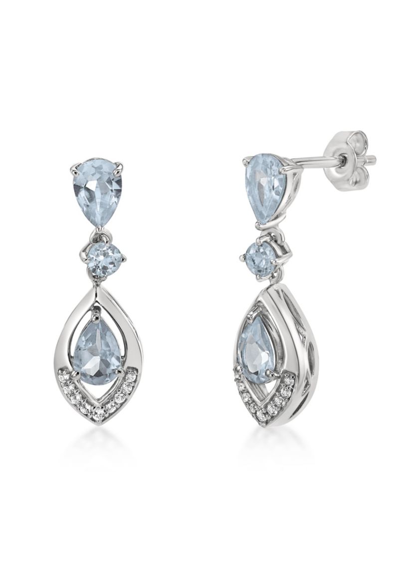 1 7/8 ct. t.w. Aquamarine and White Topaz Earrings in Sterling Silver