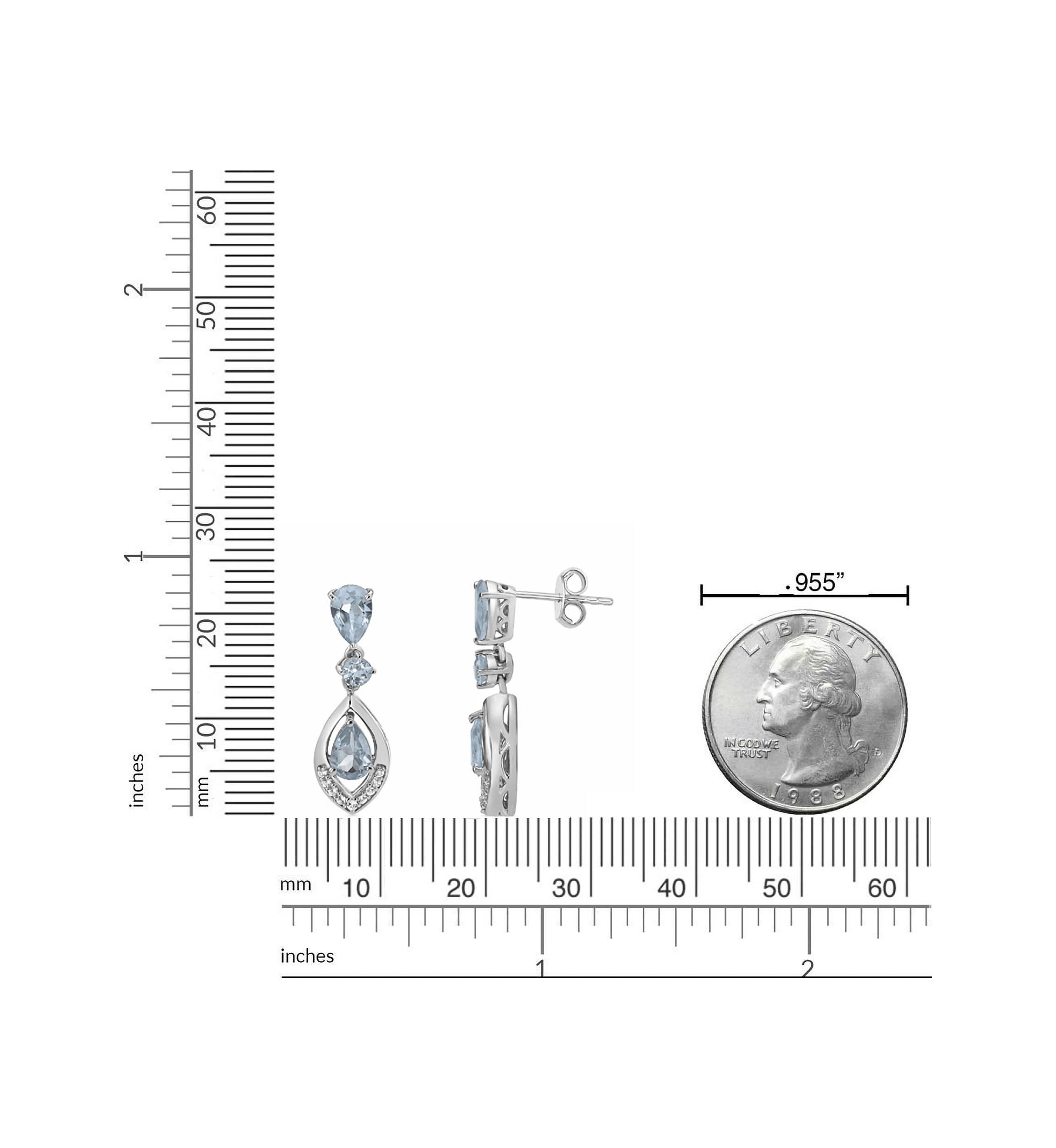 1 7/8 ct. t.w. Aquamarine and White Topaz Earrings in Sterling Silver