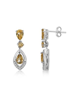 Gemminded Lab Created 1 3/4 ct. t.w. Citrine and Created White Sapphire Earrings in Sterling Silver