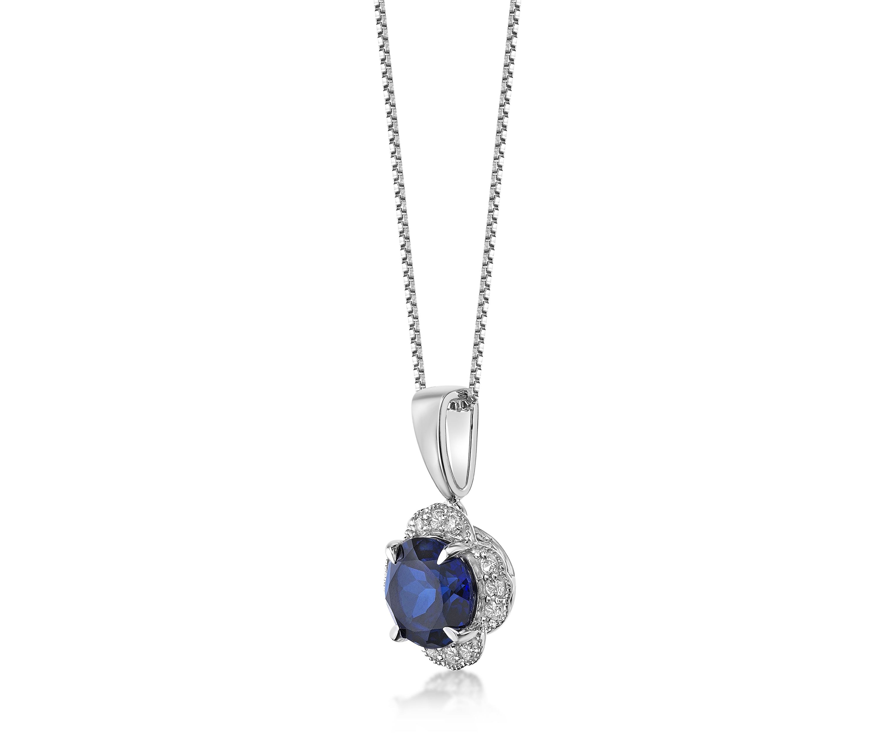 Lab Created 1 ct. t.w. Created Sapphire and Created White Sapphire Pendant in Sterling Silver