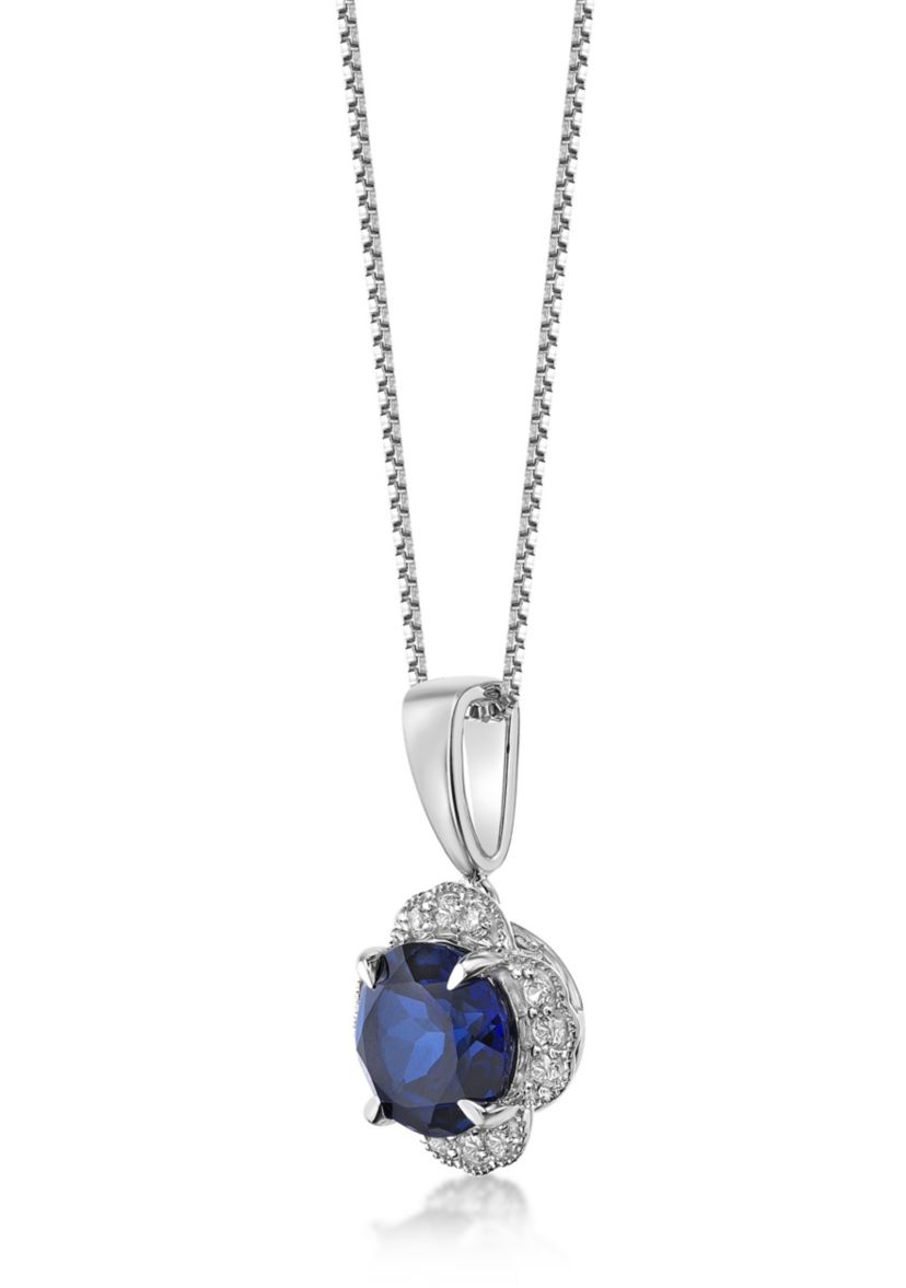 Lab Created 1 ct. t.w. Created Sapphire and Created White Sapphire Pendant in Sterling Silver