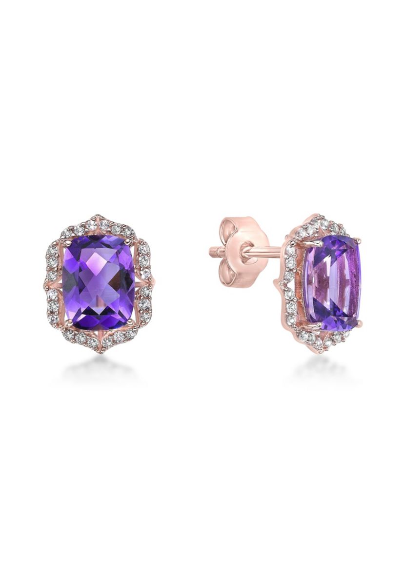 2 7/8 ct. t.w. Amethyst and White Topaz Earrings in Rose Gold Plated Sterling Silver