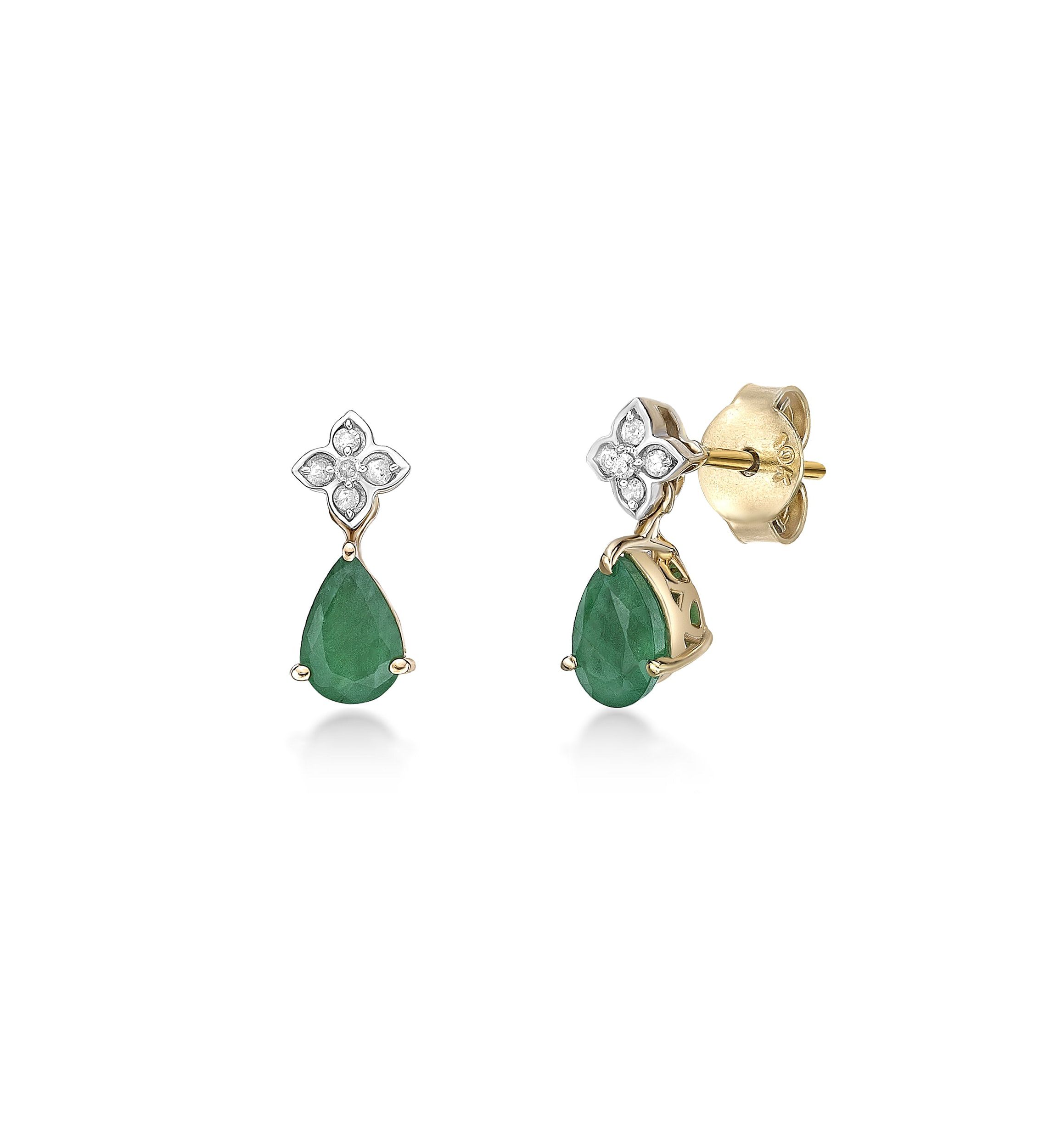 9/10 ct. t.w. Emerald and Diamond Accent Earrings in 10K Gold